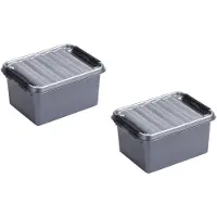 Sunware 5x stuks q-line opberg box/opbergdoos - 2 liter - 20 x 15 x 10 cm - kunststof - opslagbox - grijs