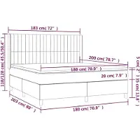 vidaXL Boxspring met matras stof donkerbruin 180x200 cm