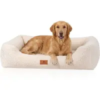 Knuffelwuff orthopedisch hondenbed Wollekopp van knuffelzacht teddymateriaal M-L 85 x 63cm Beige