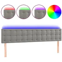vidaXL Hoofdbord LED 160x5x78/88 cm fluweel lichtgrijs