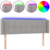 vidaXL Hoofdbord LED 147x16x78/88 cm stof lichtgrijs
