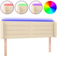 vidaXL Hoofdbord LED 147x16x78/88 cm stof crèmekleurig