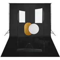 vidaXL Fotostudioset met softboxlampen, achtergrond en reflector