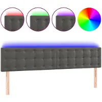 vidaXL Hoofdbord LED 180x5x78/88 cm fluweel donkergrijs