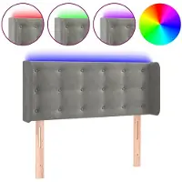 vidaXL Hoofdbord LED 93x16x78/88 cm fluweel lichtgrijs