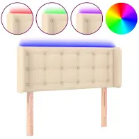 vidaXL Hoofdbord LED 103x16x78/88 cm stof crèmekleurig
