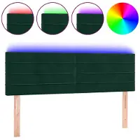 vidaXL Hoofdbord LED 144x5x78/88 cm fluweel donkergroen