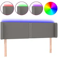 vidaXL Hoofdbord LED 147x16x78/88 cm stof donkergrijs