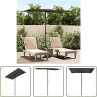 The Living Store Tuinparasol - Polyester - 180 x 110 x 208 cm - Draaibaar - Antraciet