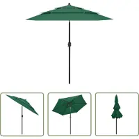 The Living Store Parasol 3-laags met aluminium paal 2,5 m groen - Zonnescherm - Parasol - Tuinset - Buitendecoratie - Tuinaccessoires