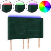 vidaXL Hoofdbord LED 147x16x118/128 cm fluweel donkergroen