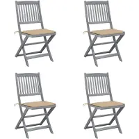vidaXL Klapstoelen, 4 stuks, met kussens, gemaakt van massief acaciahout
