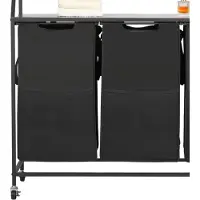 Vevor Wasmand Wassorteerder met 3 compartimenten (600D Oxford-stof) en houten tafelblad