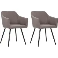 vidaXL Eetkamerstoelen draaibaar 2 st stof taupe
