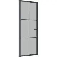 vidaXL Binnendeur 83x201,5 cm matglas en aluminium zwart