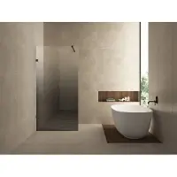 Wiesbaden Inloopdouche Links Less 80x200 cm 8 mm Nano Spiegelrook- naar Helder Glas Mat Zwart