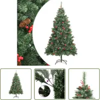 The Living Store Kunstkerstboom, inklapbaar, met kegeltjes en bessen, 240 cm