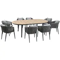 Axi Chay tuinset met 8 stoelen – Antraciet met houtlook Polywood