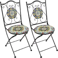 Axi Amélie 2 bistrostoelen, set van 2 veelkleurige bistrostoelen, opklapbaar | bistro tuinset, mozaïek bistrostoelen voor tuin/balkon/terras