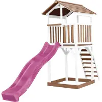 Axi Beach Tower Speeltoren Bruin/wit - Paarse Glijbaan