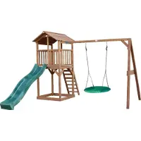 Axi Beach Tower Speeltoren met Summer Nestschommel Bruin - Groene Glijbaan