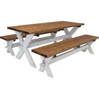 Axi Celine Picknicktafel met bankjes van hout 177 cm - Bruin/wit