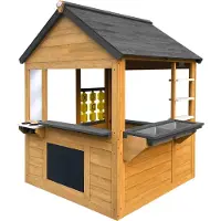Axi Lynn Speelhuis van hout, bruin/antraciet | Speelhuisje voor de tuin / buiten, FSC 100% Hemlock hout | Tuinhuisje Inclusief speelkeuken voor kinderen
