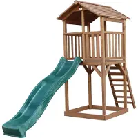Axi Beach Tower Speeltoren Bruin - Groene Glijbaan