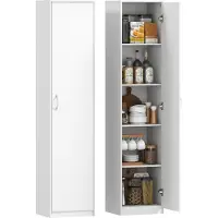 HOMCOM Kitchen Pantry-Spaanplaat-40L x 35B x 180H cm-Wit