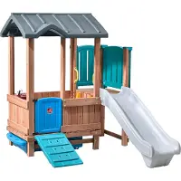 Step2 Woodland Adventure Speelhuis met Glijbaan & Opbergruimte | XXL Speelhuisje voor kinderen van hout & kunststof