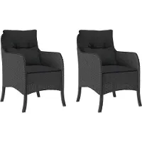 vidaXL Tuinstoelen met kussens, 2 stuks, zwart, polyrotan