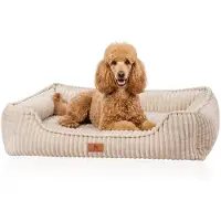 Knuffelwuff orthopedisch hondenbed Sedona van knuffelzachte ribcord XL Beige
