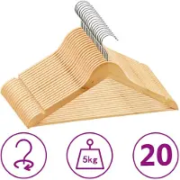 vidaXL 20-delige Kledinghangerset anti-slip hardhout