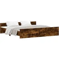 vidaXL Bedframe met hoofd- en voeteneinde gerookt eiken 180x200 cm