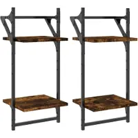 vidaXL Wandschappen 2-laags met stangen 2 st 30x25x65 cm gerookt eiken