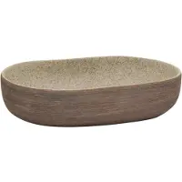 vidaXL Opzetwasbak ovaal 59x40x14 cm keramiek zandkleurig en bruin