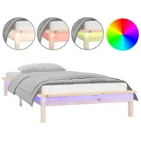 vidaXL Bedframe LED massief hout 90x200 cm