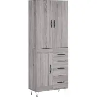 vidaXL Hoge kast 69,5x34x180 cm bewerkt hout grijs sonoma eikenkleurig