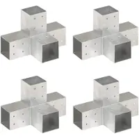 vidaXL Paalverbindingen 4 st X-vorm 81x81 mm gegalvaniseerd metaal