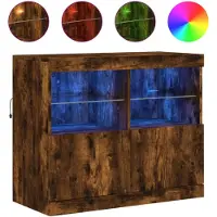 vidaXL Dressoir met LED-verlichting 81x37x67 cm gerookt eikenkleurig