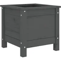 vidaXL Plantenbak 40x40x39 cm massief grenenhout grijs
