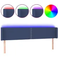 vidaXL Hoofdbord LED 203x16x78/88 cm stof blauw