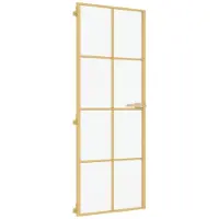vidaXL Binnendeur smal 76x201,5 cm gehard glas en aluminium goudkleur