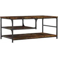 vidaXL Salontafel 90x49x40 cm bewerkt hout gerookt eikenkleurig