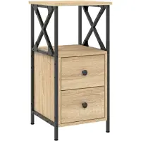 vidaXL Nachtkastje 34x35,5x70 cm bewerkt hout sonoma eikenkleurig