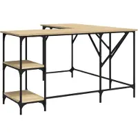 vidaXL Bureau, Sonoma-eikenhout, 139x139x75 cm, houtvezel