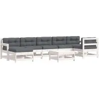 vidaXL 8-delige Loungeset met kussens massief hout wit