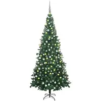 OEM Kunstkerstboom met verlichting en kerstballen L 240 cm groen