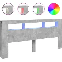vidaXL Hoofdeinde met LED 220x18,5x103,5 cm bewerkt hout betongrijs