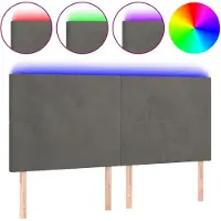 vidaXL Hoofdbord LED 180x5x118/128 cm fluweel donkergrijs